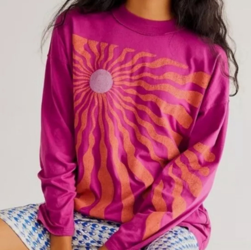 FREE PEOPLE X MIDNIGHT RIDER SUN RAYS LONG SLEEVE TEE SHIRT